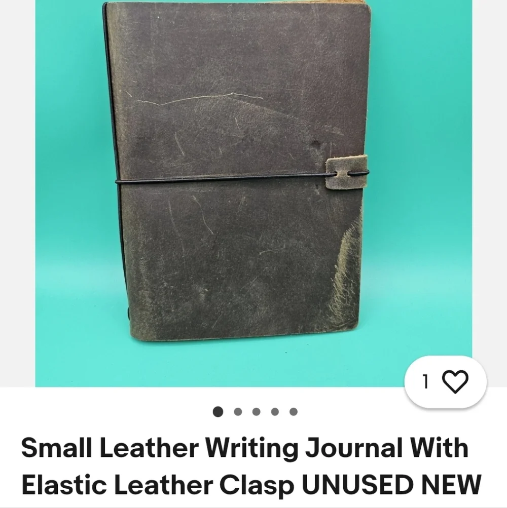 Brown Leather Writing Journal With Elastic leather Clasp NWOT Rare